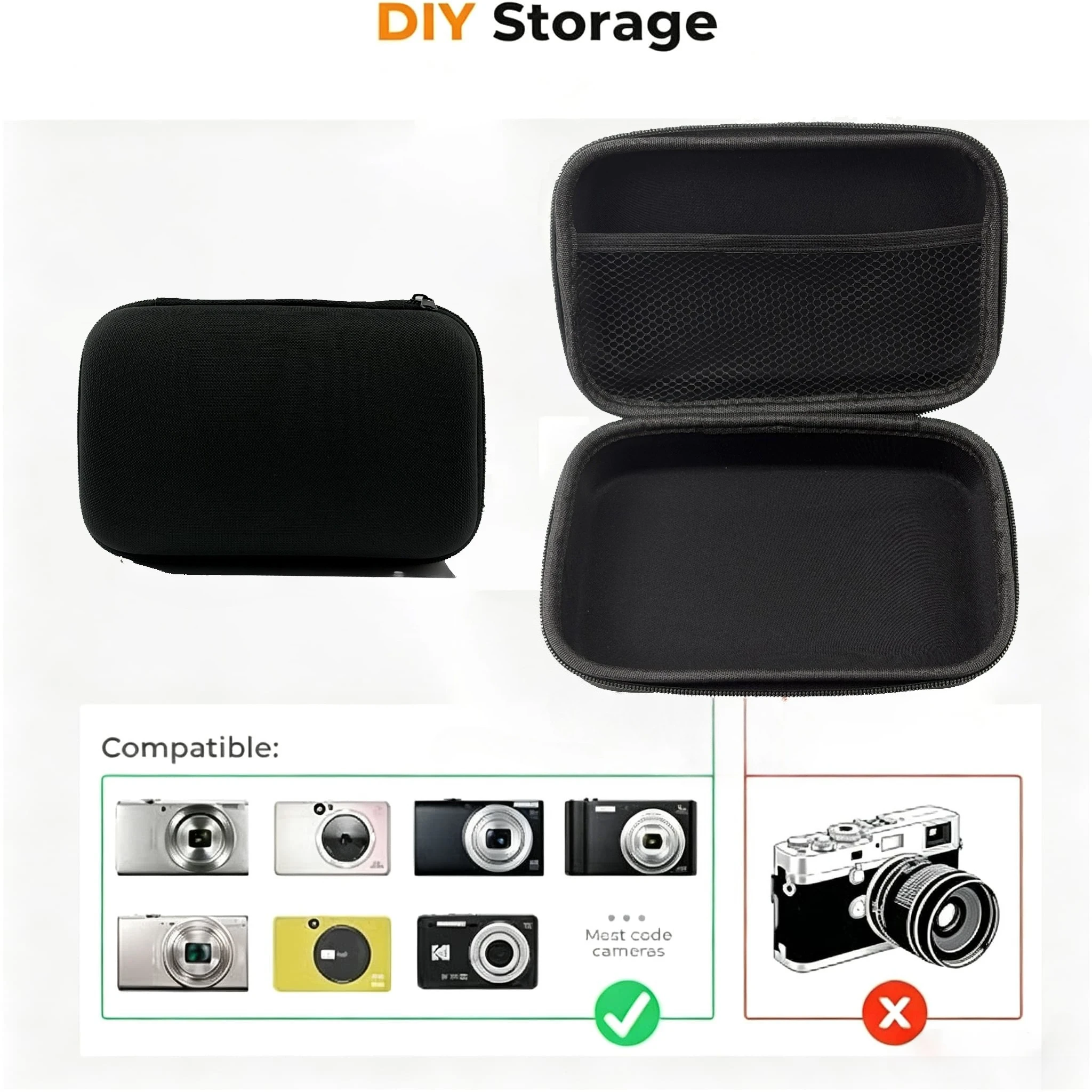 EVA Hard Camera Case Portable Digital Camera Storage Bag Shockproof Protective Travel Carrying Pouch for CCD Compact Camera