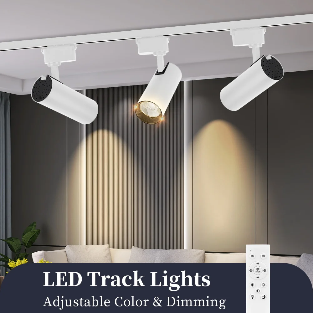 Stepless Dimming Led Track Lights with Remote Control 110V-265V Rail Spotlight Led Ceiling Light for Living Room Track Spot Lamp