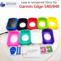 Edge 540 840 GPS BIKE computer Silicone Rubber Protect Case cover w tempered Screen Protector films For Garmin 540 840 computer