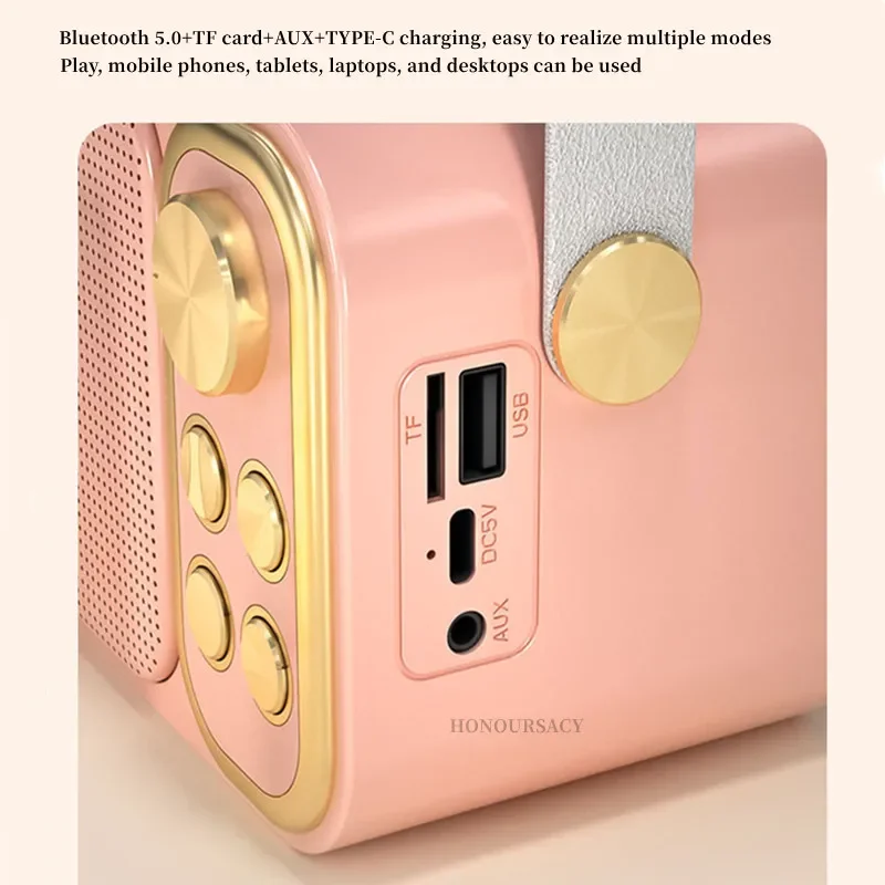 2025 Mini Outdoor Karaoke Wireless Bluetooth Speaker Portable Home Phone Audio Wireless Microphone Bass Large Capacity Hot Sale