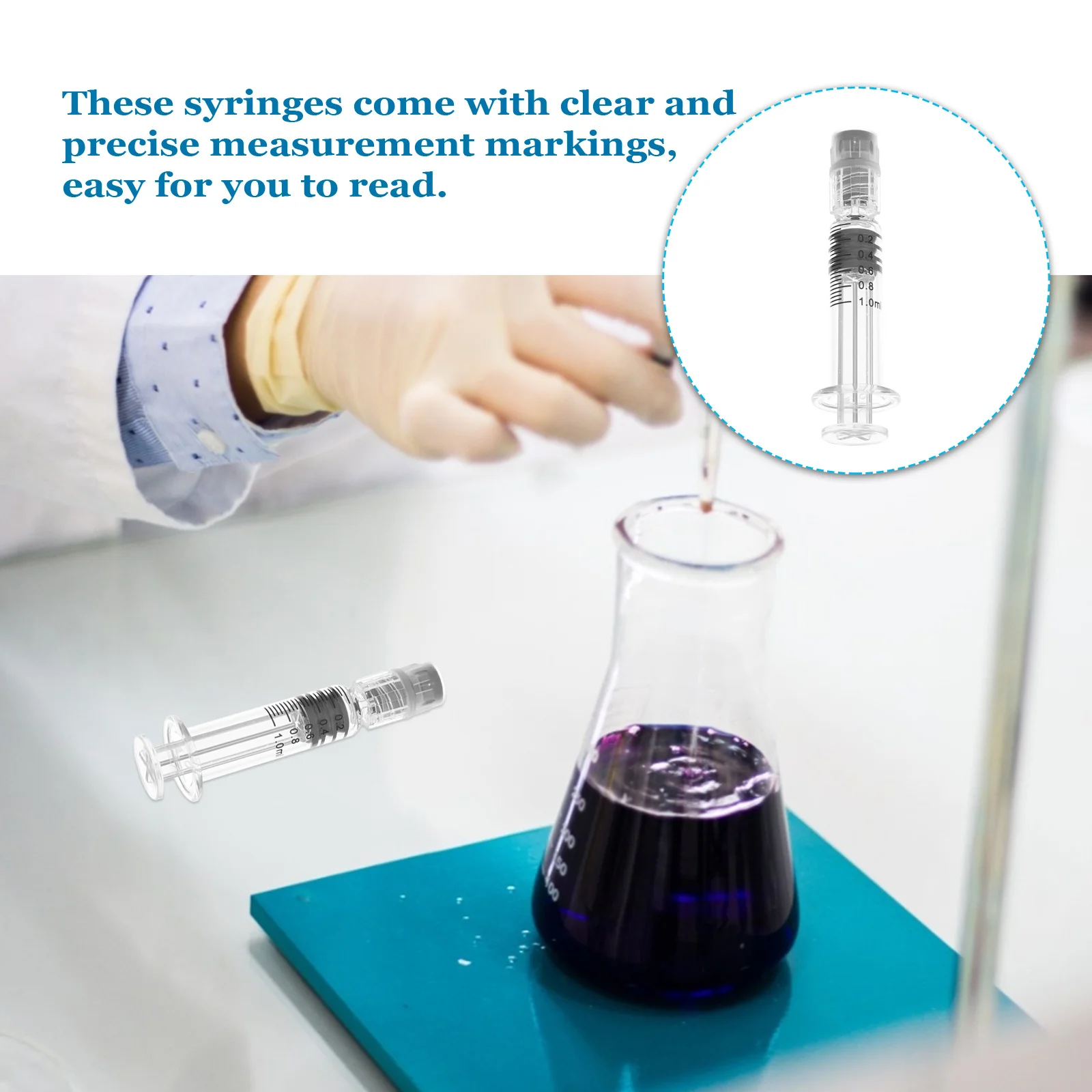 

6Pcs Injection Syringe Accurate Borosilicate Glass Industrial 1Ml Measuring Liquid Dispensing Anti-Leak Laboratory Veterinary