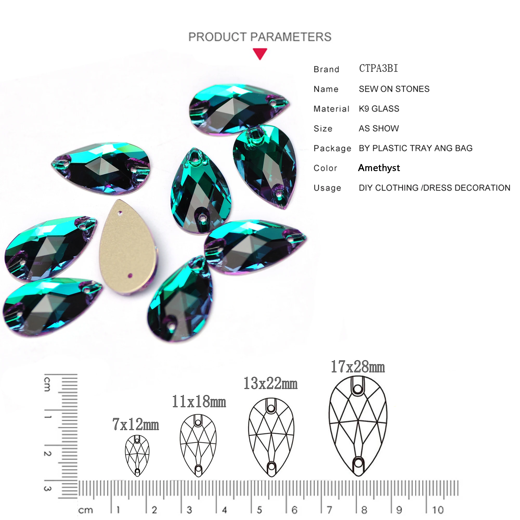 CTPA3bl 3230 Charming Emerald Color Sew On Rhinestone K9 Glass Flatback Sewing Stones For Clothes Garment DIY Handmade Bags