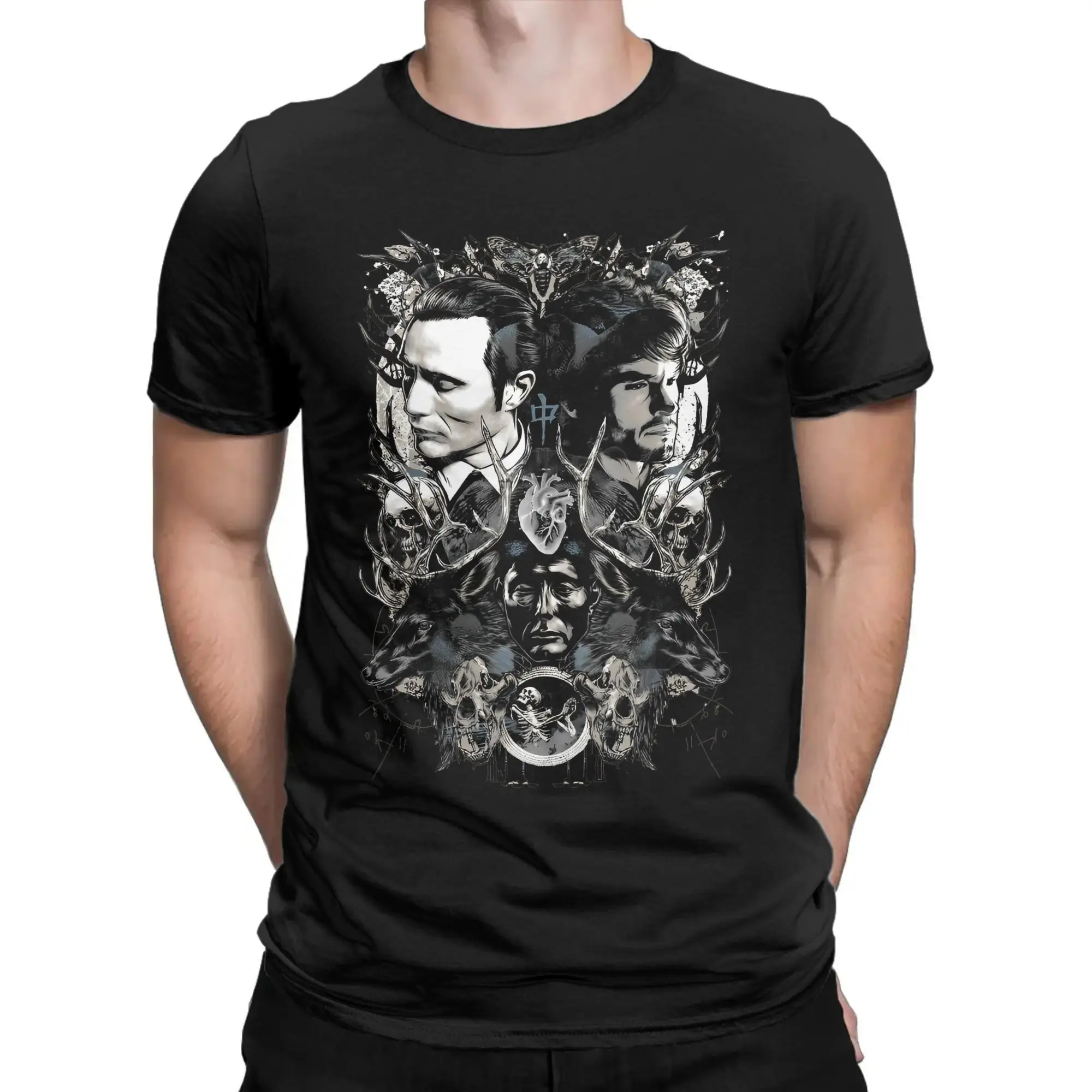 Leisure Mads Mikkelsen T-Shirt Men O Neck 100% Cotton T Shirt Hannibal Short Sleeve Tee Shirt Graphic Tops