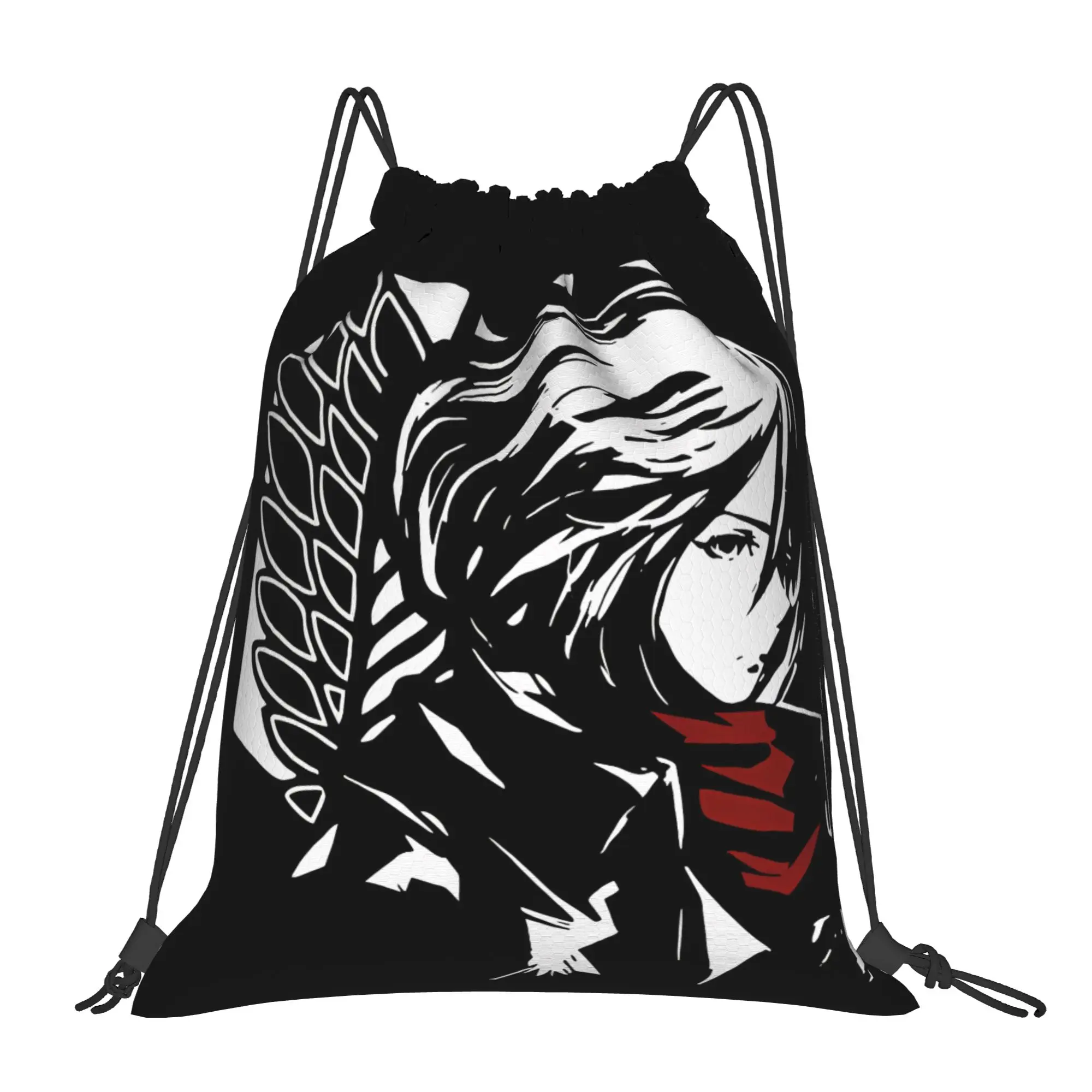 Mikasa Ackerman aAttack-on-Titan Portable Sports Riding Gym Drawstring Storage Sporty Backpacks