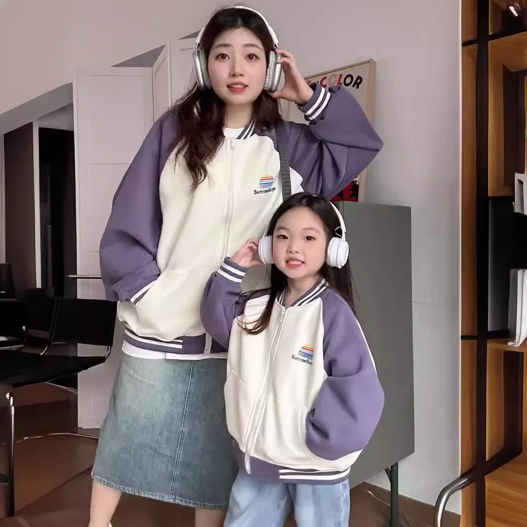 Mom and Daughter Son Matching Jacket for Family Clothes Korean Style Mother and Baby Girl Boy Coat Spring Parent-Child Outfits