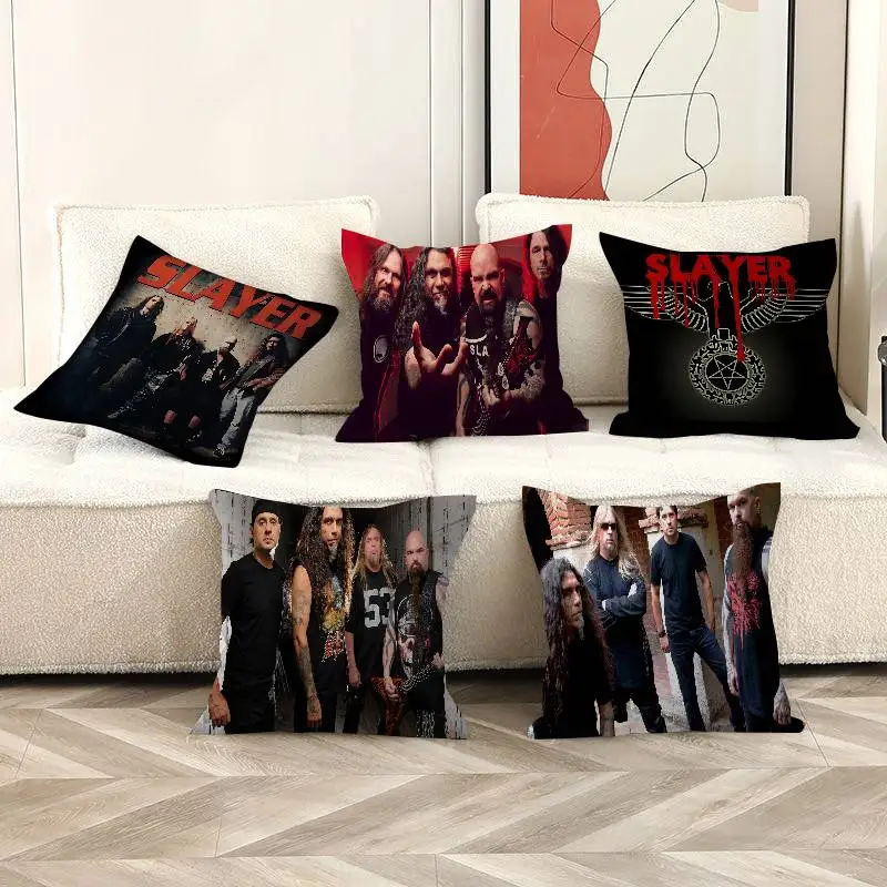 Rock S-Slayer Heavy Metal Band Cushion Cover Pillowcase Upholstery Sofa Throw Pillow Home Decor Pillowcas
