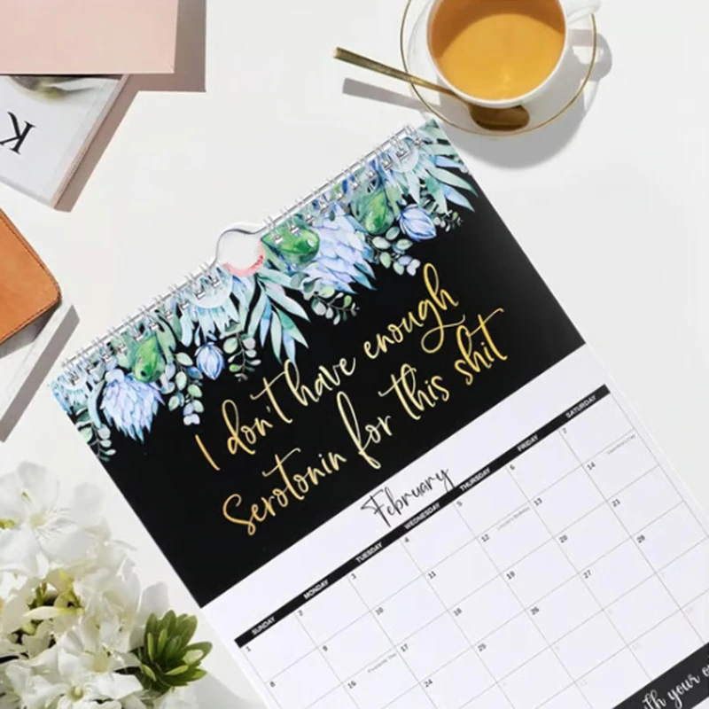 Calendrier mural 2026 pour femmes, mot de cul fatigué, Version anglaise pour décoration de bureau et de maison