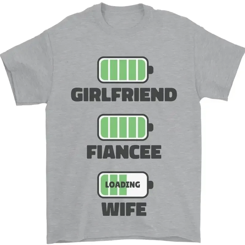 Bride Fiancé Wife Loading Commitment T-Shirt Men 100% Cotton