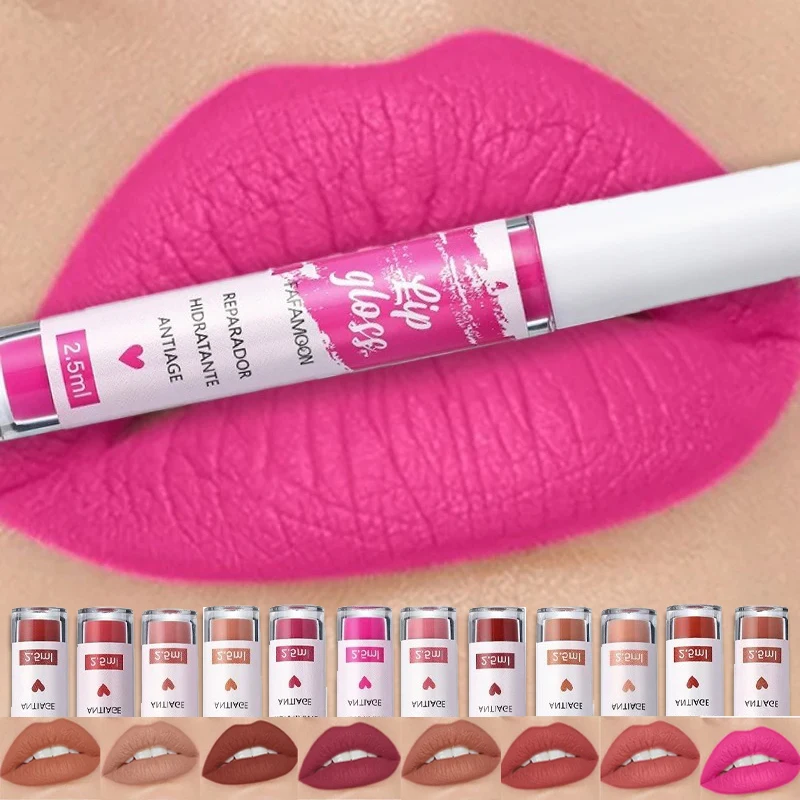 Rose Red Matte Liquid Lipstick Waterproof Lasting Lip Glaze Moisturizing Durable Lip Mud Non-stick Cup Lip Gloss Korean Makeup