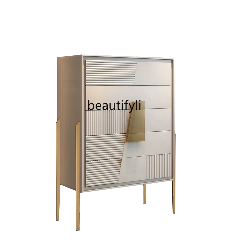 

Italian light luxury storage chest modern simple living room locker bedroom solid wood drawer cabinet