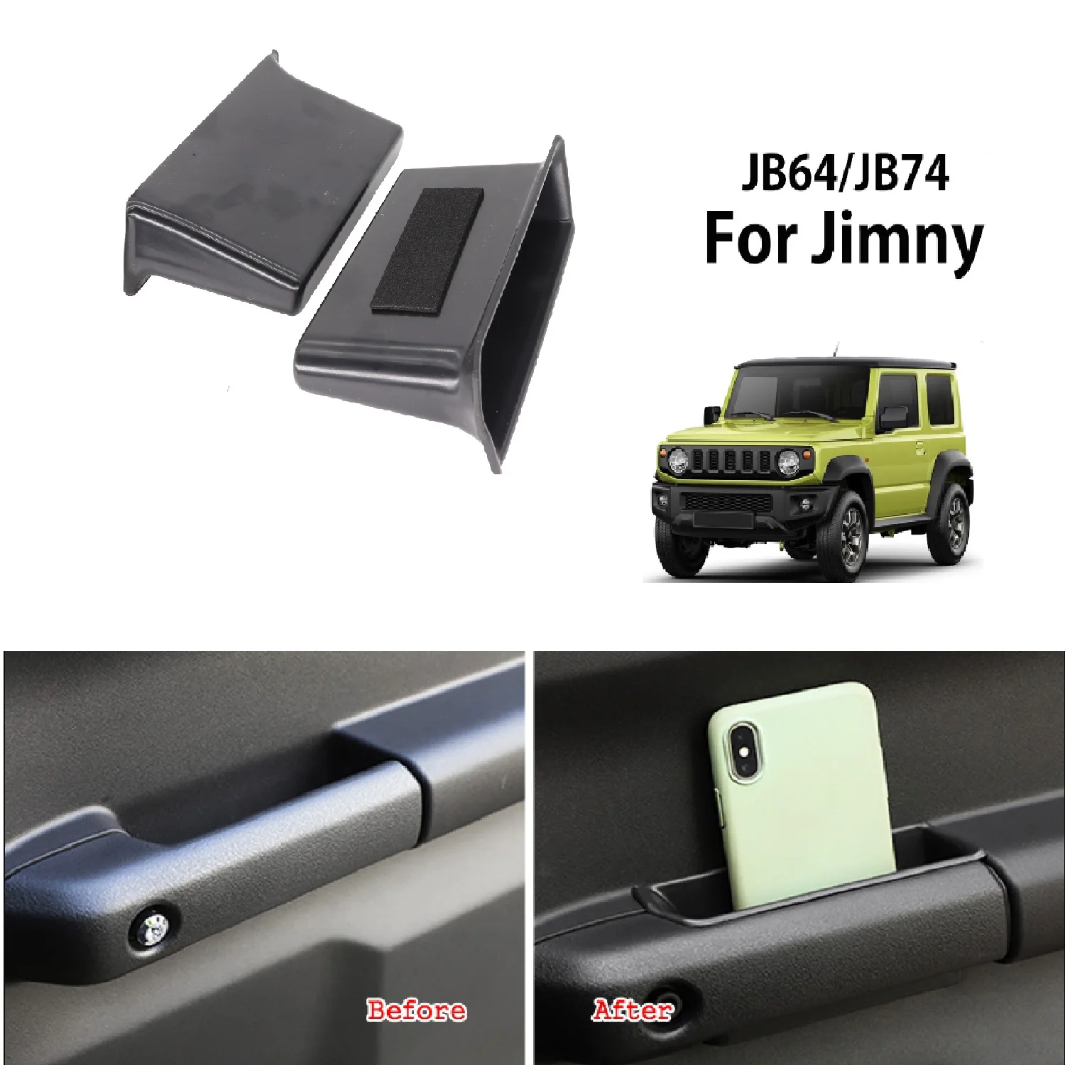 For Suzuki Jimny JB74 2019 2020 2023 Car Interior Front Door Side Storage Box Glove Organizer Phone Container Case Handle Pocket