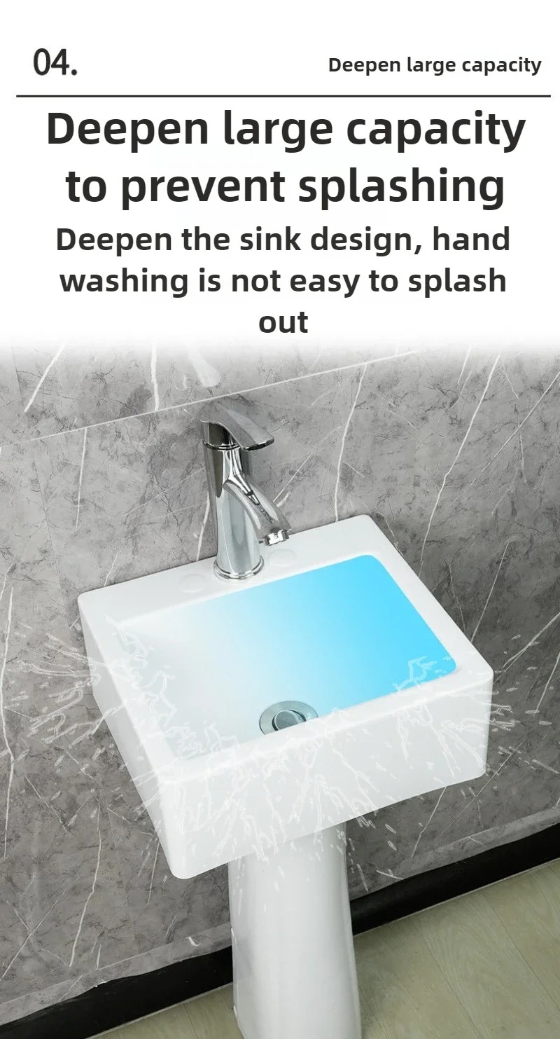Superior Plastic Narrow and Long Washbasin Mini Wall-mounted Washbasin Small Apartment Bathroom Balcony Non-punching Washbasin