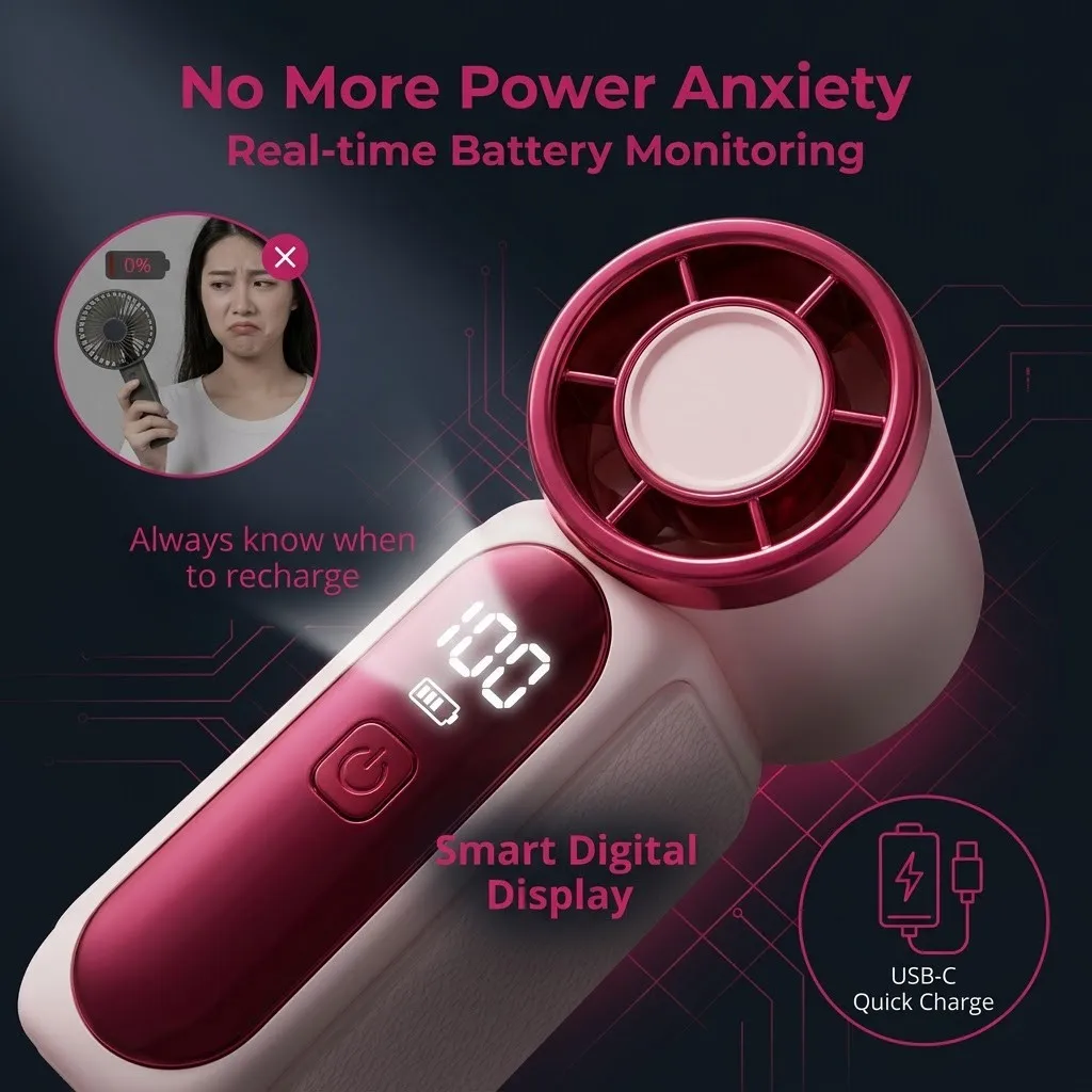 

Mini Handheld Fan - Portable Turbo Fan with 100 Wind Speed, 1200mAh & Type-C, - Cooling Blower，Travel,R Cooling Device（Pink）