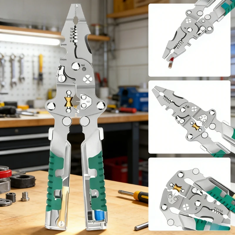 

Foldable Wire Stripper Pliers Multifunctional Voltage Testing Cable Cutting Crimping Tool Electrician Electrical Work DIY Home