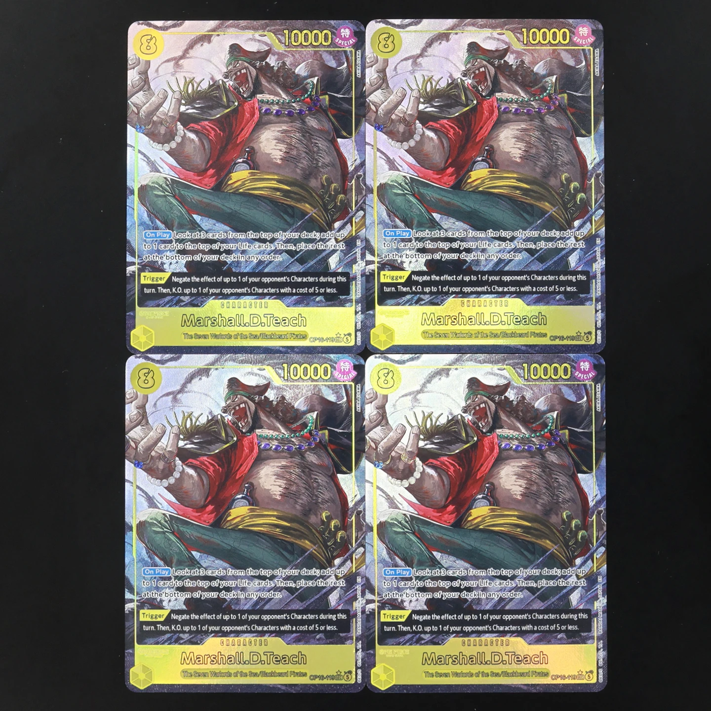 

One Piece TCG OPCG English OP16-119 Teach SEC Regular Alt Art Card 8 Cost Yellow Teach Textured Foil Card Anime Collectible Card