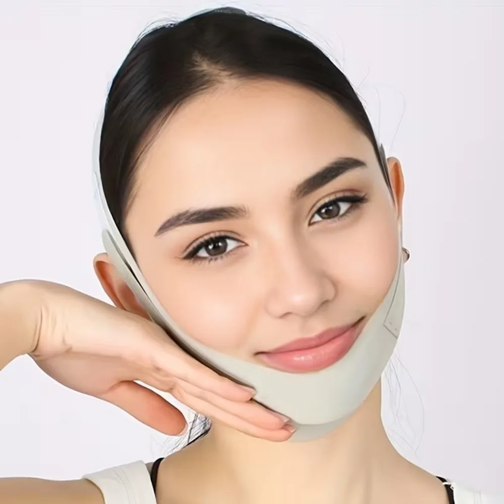أداة رفع كفاف الوجه للذقن المزدوجة، حزام وجه أرجواني مرن قابل للتنفس، أشرطة قابلة للتعديل، أداة العناية بتجاعيد الرقبة #5