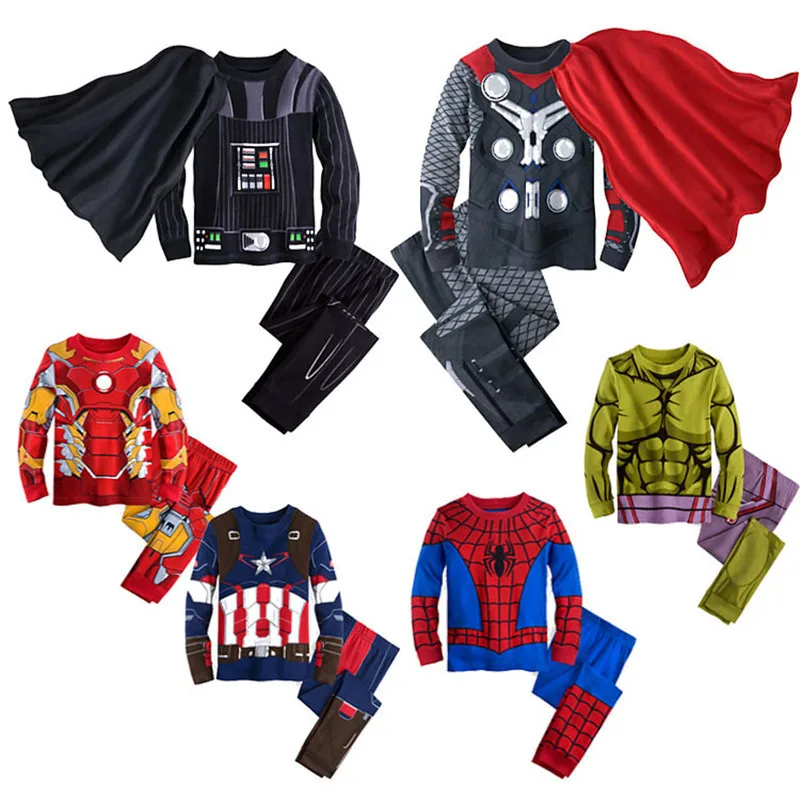 Pyjama d'été 2026 pour garçons, costume de nuit Spiderman, pyjama à manches longues pour garçons et filles, costume d'Halloween, vêtements de nuit à motif de dessin animé