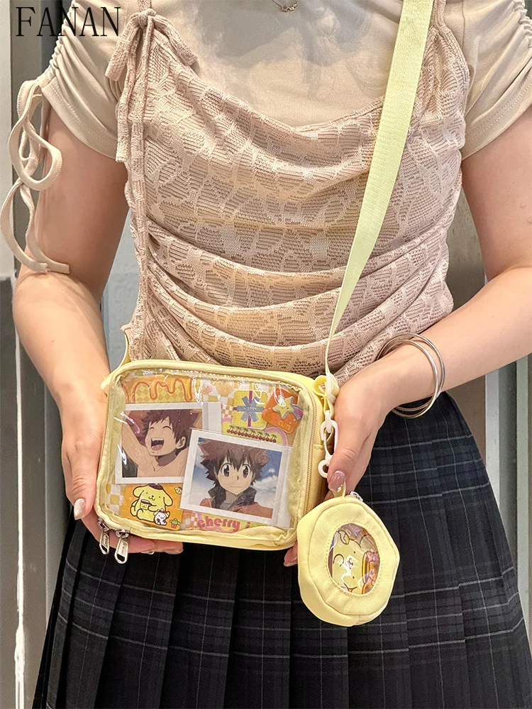 Lolita Style Casual Handbag Original Cute Girls Crossbody Bags Two-Dimensional Sweet Transparent Handbags for Women