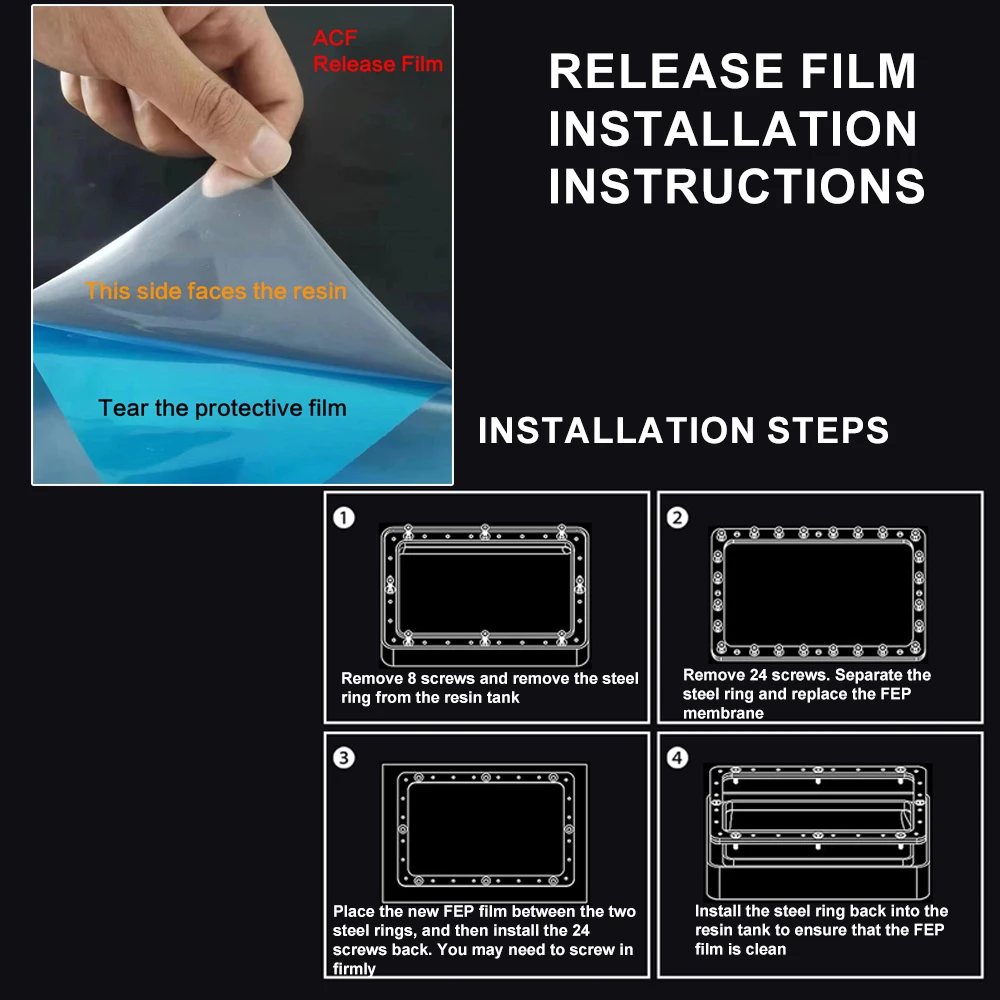 XCR3D película de liberación ACF, resistencia al calor, alta transmitancia, película de resina mejorada para Mono X Elegoo, piezas de impresora 3D,