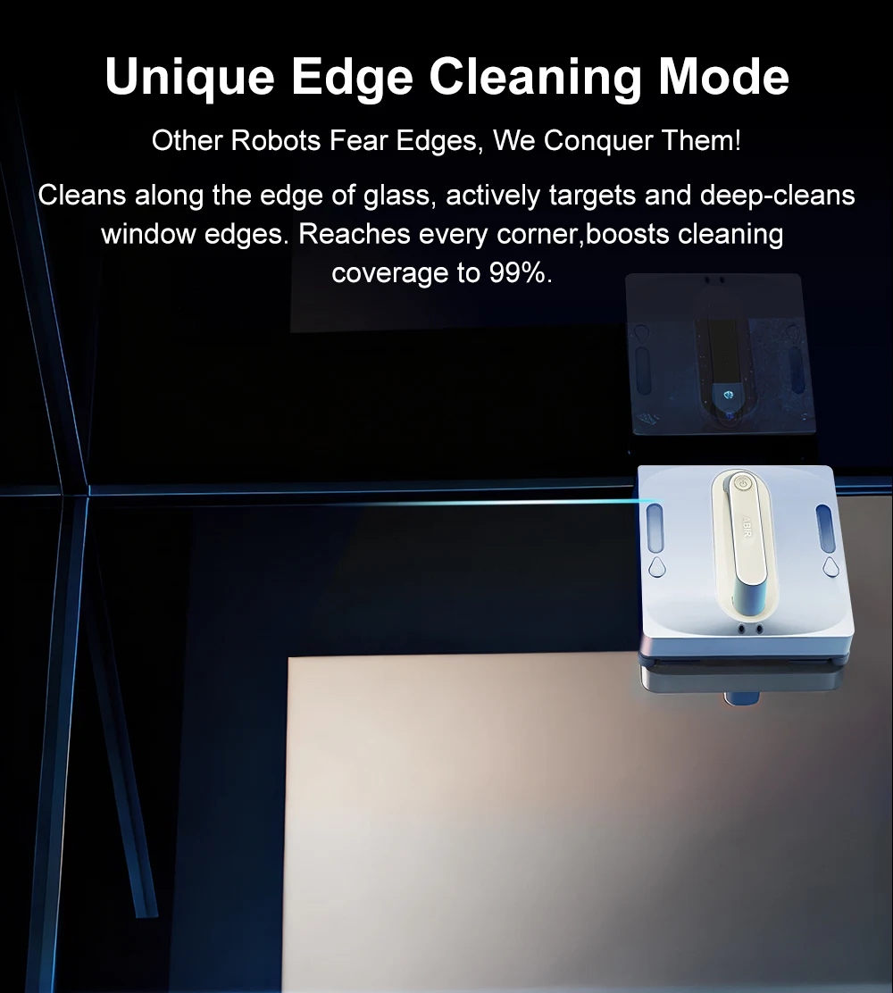 Robot Window Vacuum Cleaner ABIR WD9,4-Way Water Spray, Laser Sensor,9000PA Suction, Low Nosise,Wet Dry Scrape & Wipe in One