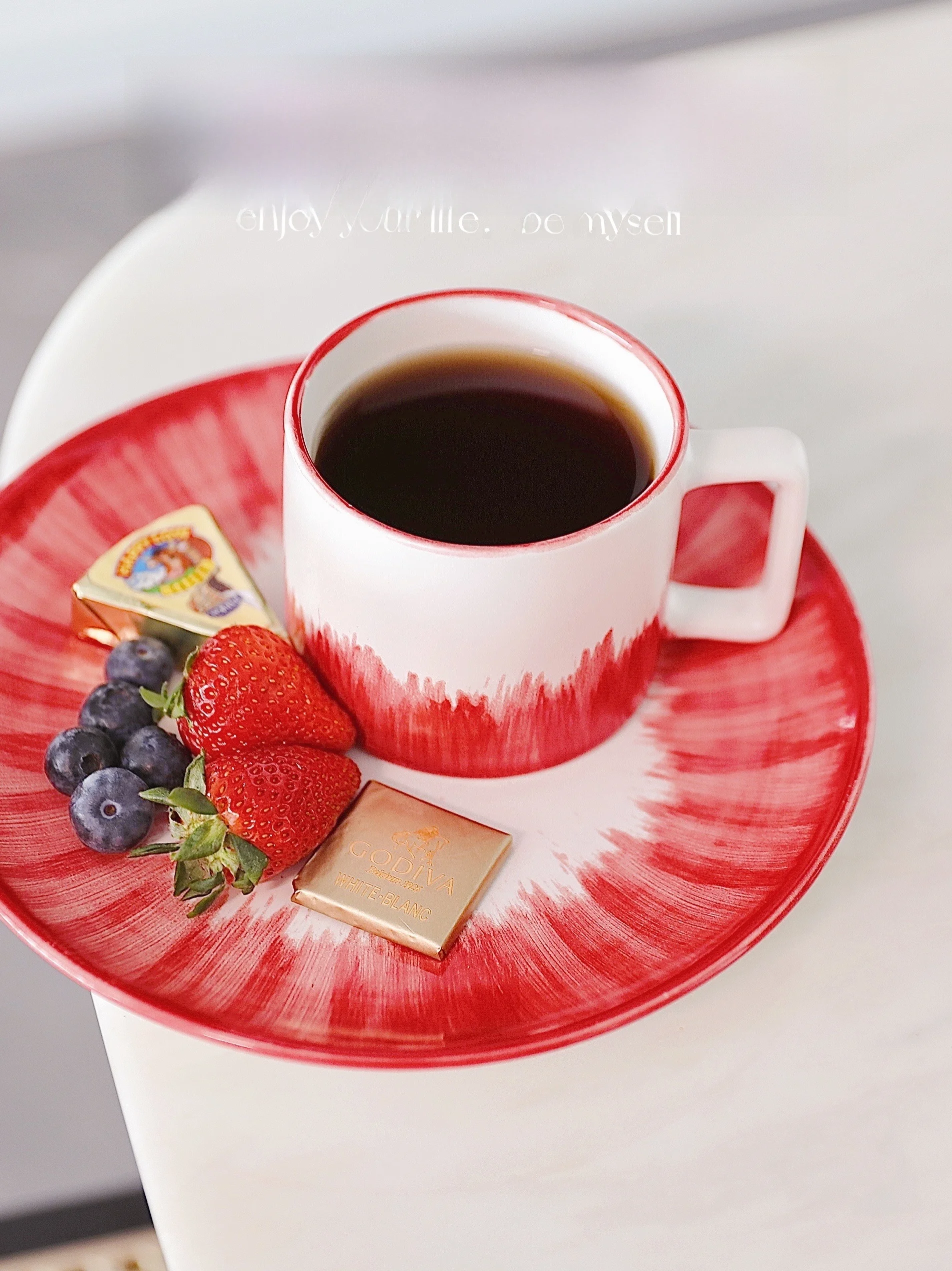 

Hand-Painted adient Red Dining Plate Western Sle Breakfast Coffee Cup Dert Plate Cerc Diwaer Se Microwave Se