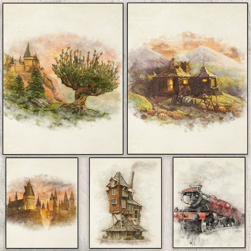 Hogwarts Inspired Animal Environments Poster Perfect Space Sticker Self Adhesive for Office Home Theater Wall Art Fancy Gift