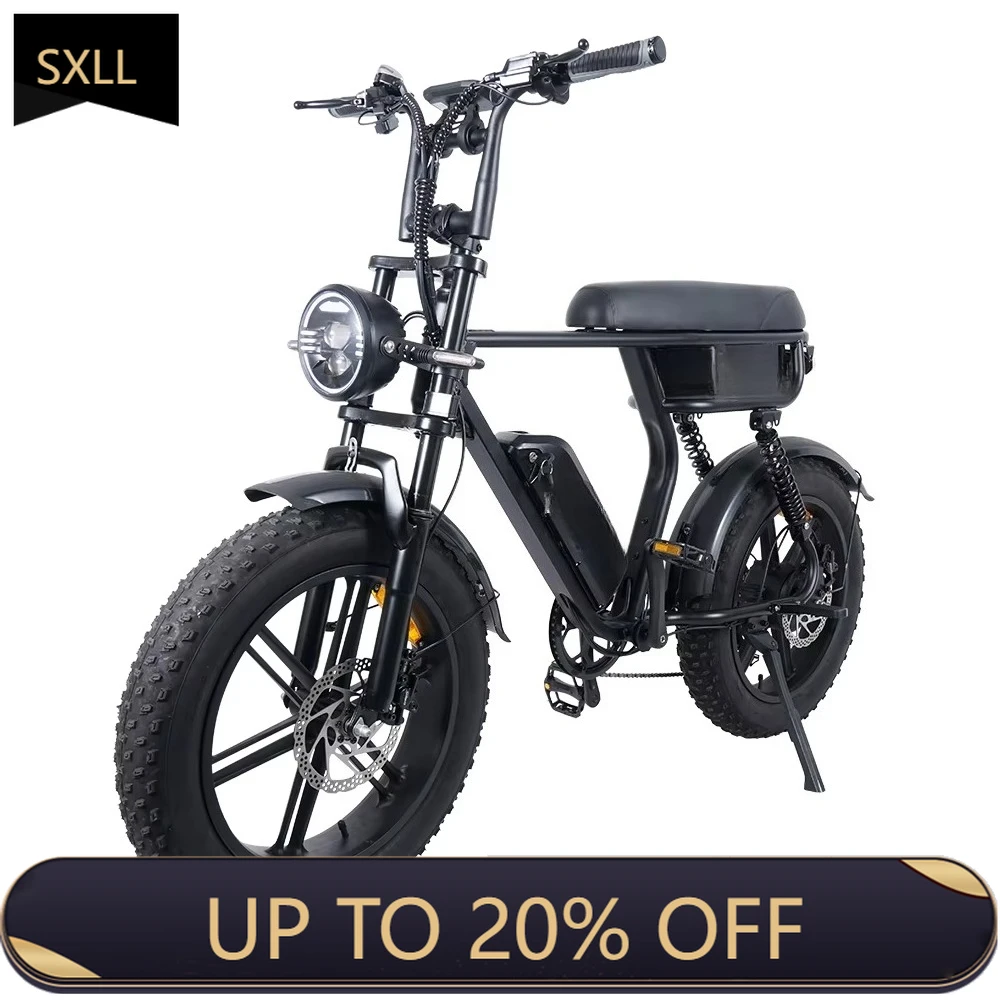 

SXLL Adult Electric Bike 500W 1000W 20 "Fat Tires EBike Moped 624-840Wh Removable Battery Bike with Dual Suspension