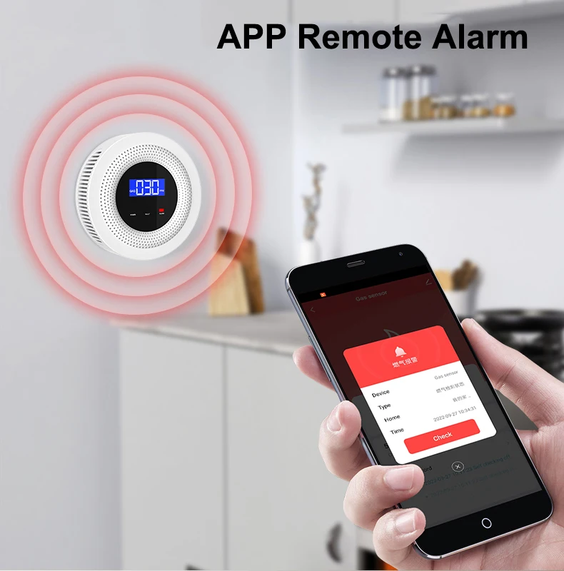 TAIBOAN-Sensor inalámbrico de fugas de Gas Natural, Detector de fugas de Gas Combustible con WiFi, alarma de seguridad para el hogar y la cocina,