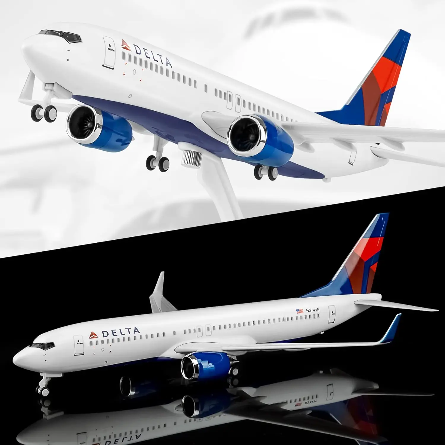 

1/250 scale Delta B737 Diecast Resin Model Plane Kit with Stand for Aviation Enthusiasts Gifts or Adults Fun