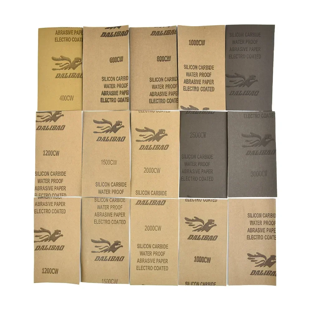 15pcs/Set 400 600 3000 800 1000 1200 1500 2000 2500 Grit Sandpaper Wet/Dry Car Paint Mixed Assorted Grit Wet And Dry Sandpaper