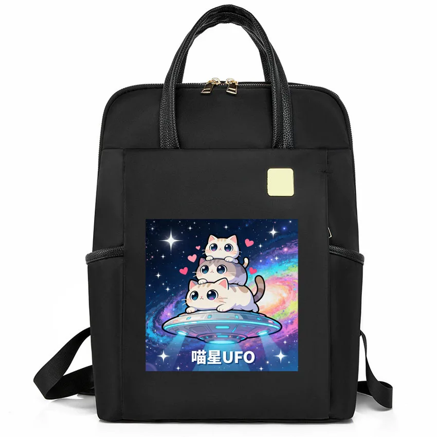 

Three-purpose Backpack Computer Bag Cat U F O Printing Schoolbag Simple Fashion Carry-on Bag LuggageBag Lightweight Handbag