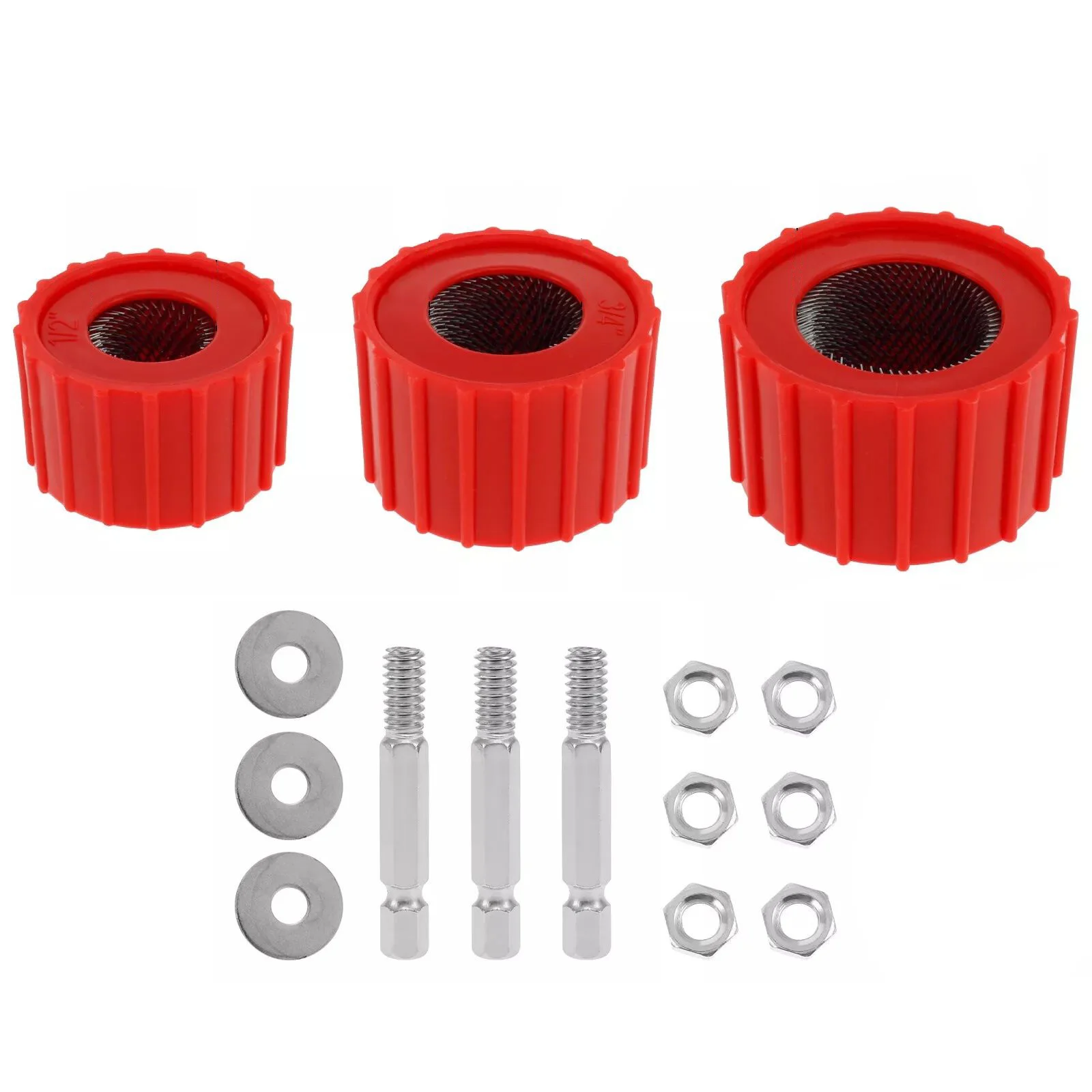 3Pcs Copper Pipe Cleaner Set Tube Cleaning Brush 1/2 Inch 3/4 Inch 1 Inch Cleans Copper Pipes Tubes For Power Drill Accessories