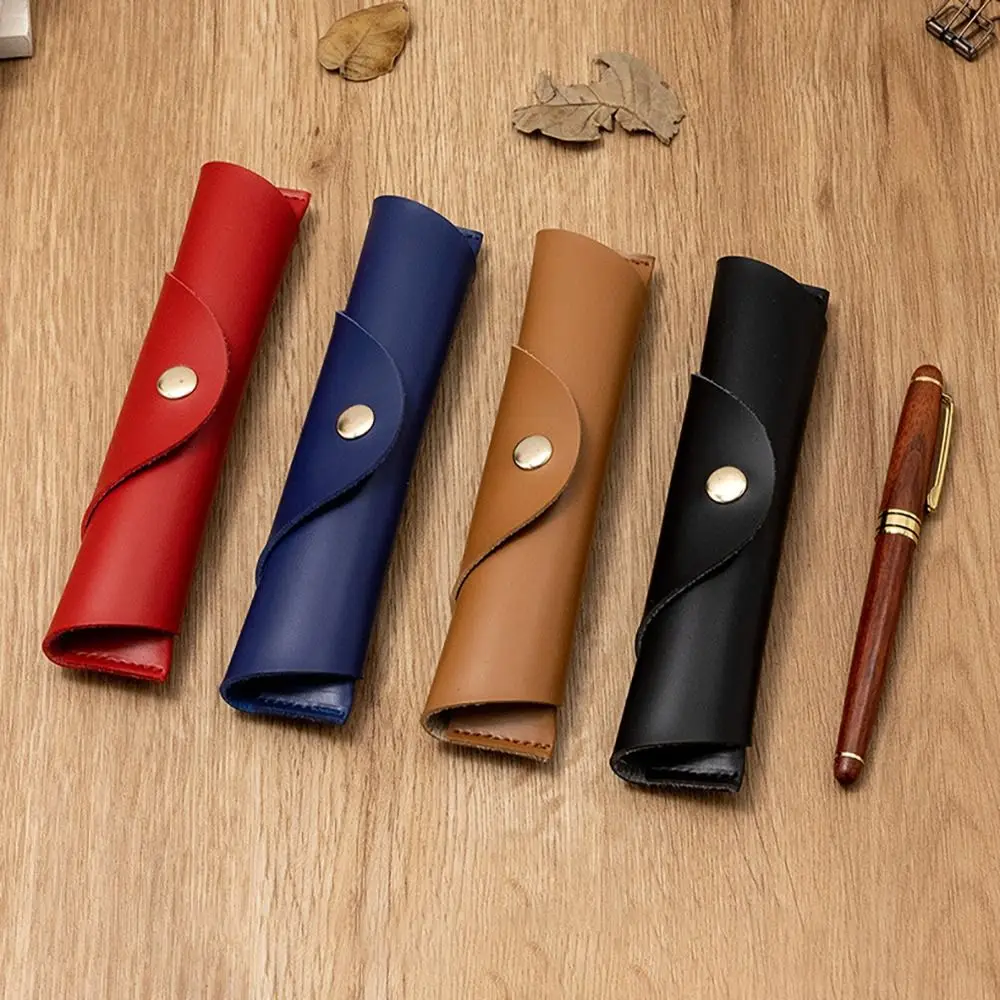 

Высококачественная однотонная сумка для хранения карандашей из искусственной кожи, чехол для перьевых ручек, защитный чехол для ручек, подарок студентам