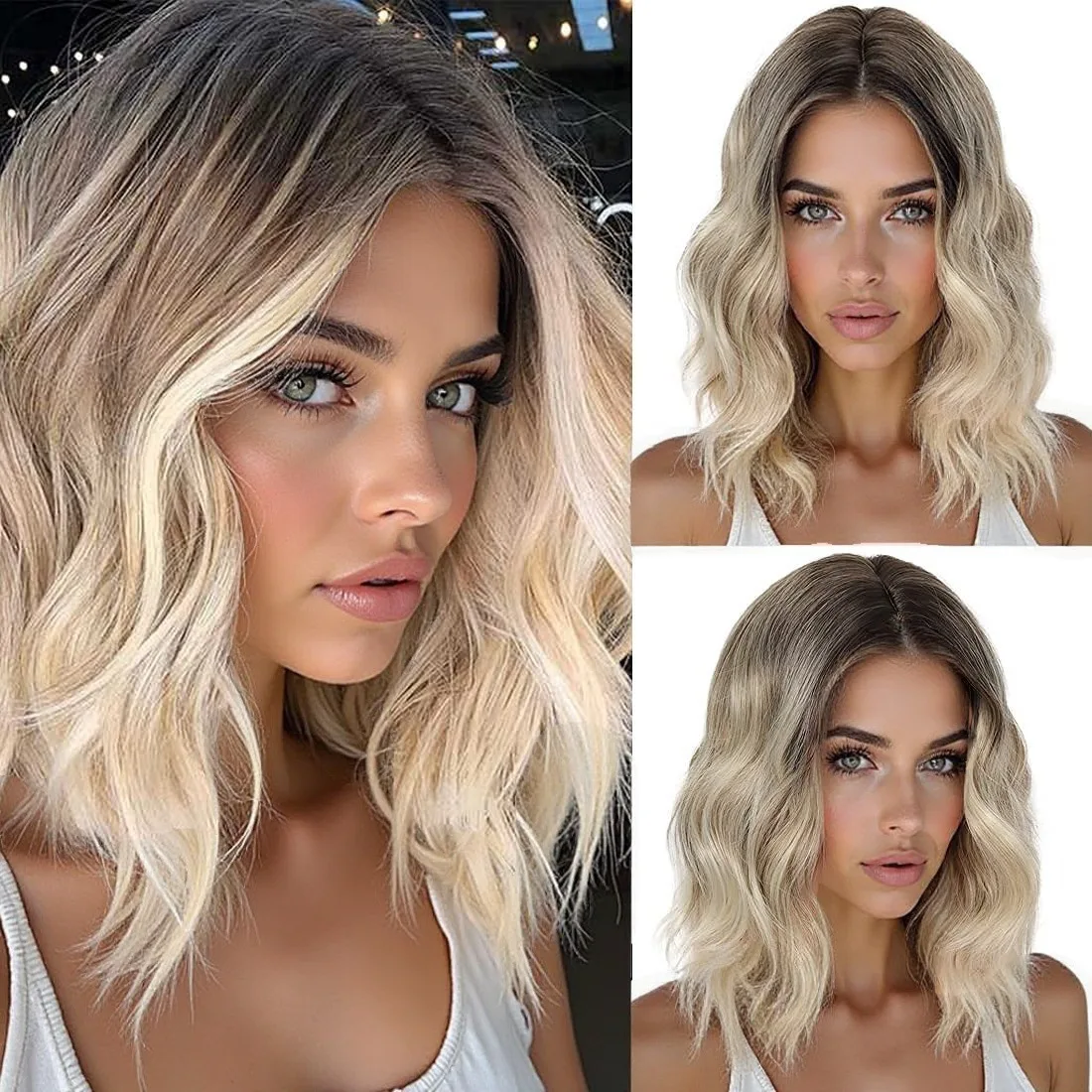 

16-Inch short roll synthetic wig with bangs loose curly hair suitable for women's daily wear
