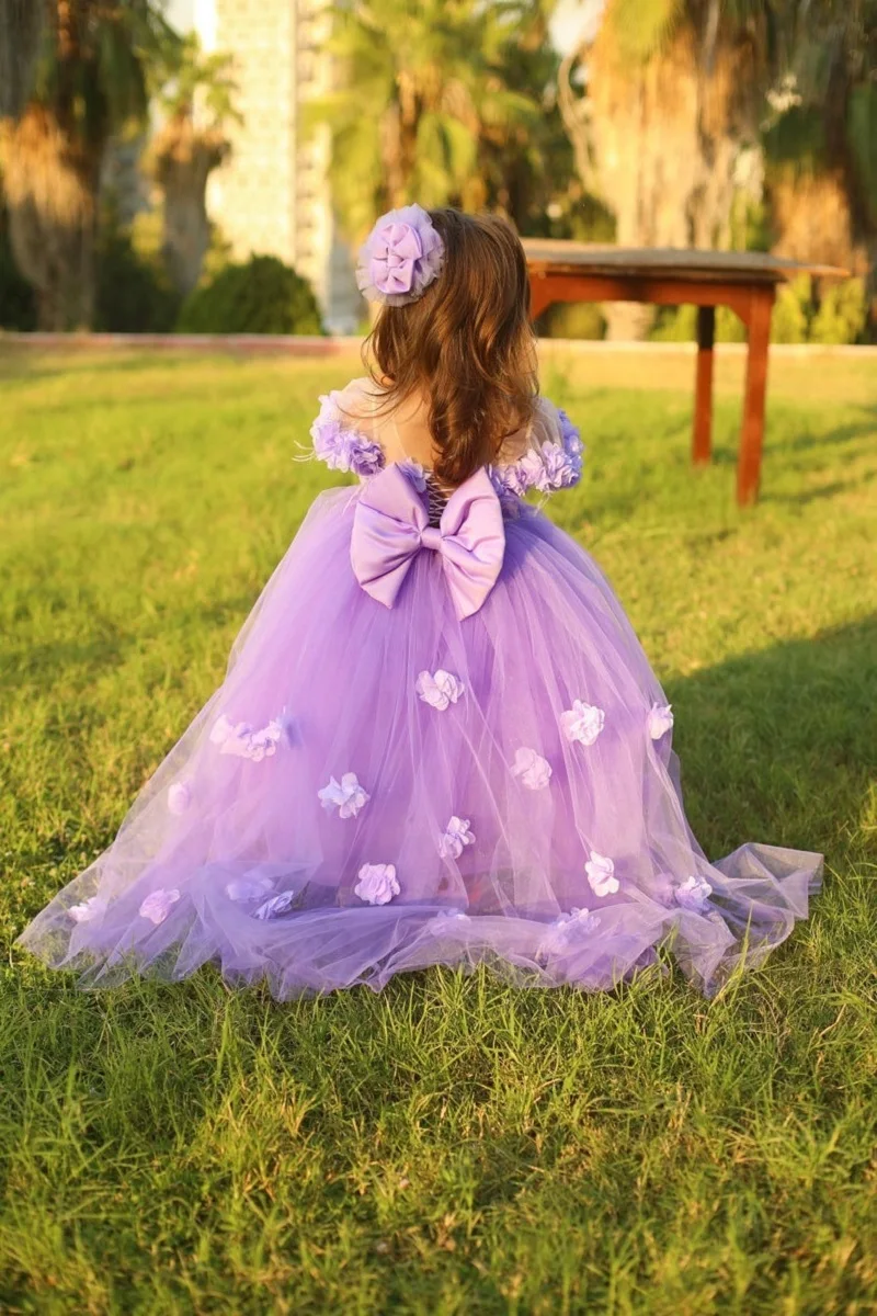 CAN ac-Robe à Fleurs 3D en Tulle pour Fille, pour Premier Anniversaire, avec Grand Nministériels d, pour ixde Concours de Princesse, Personnalisée