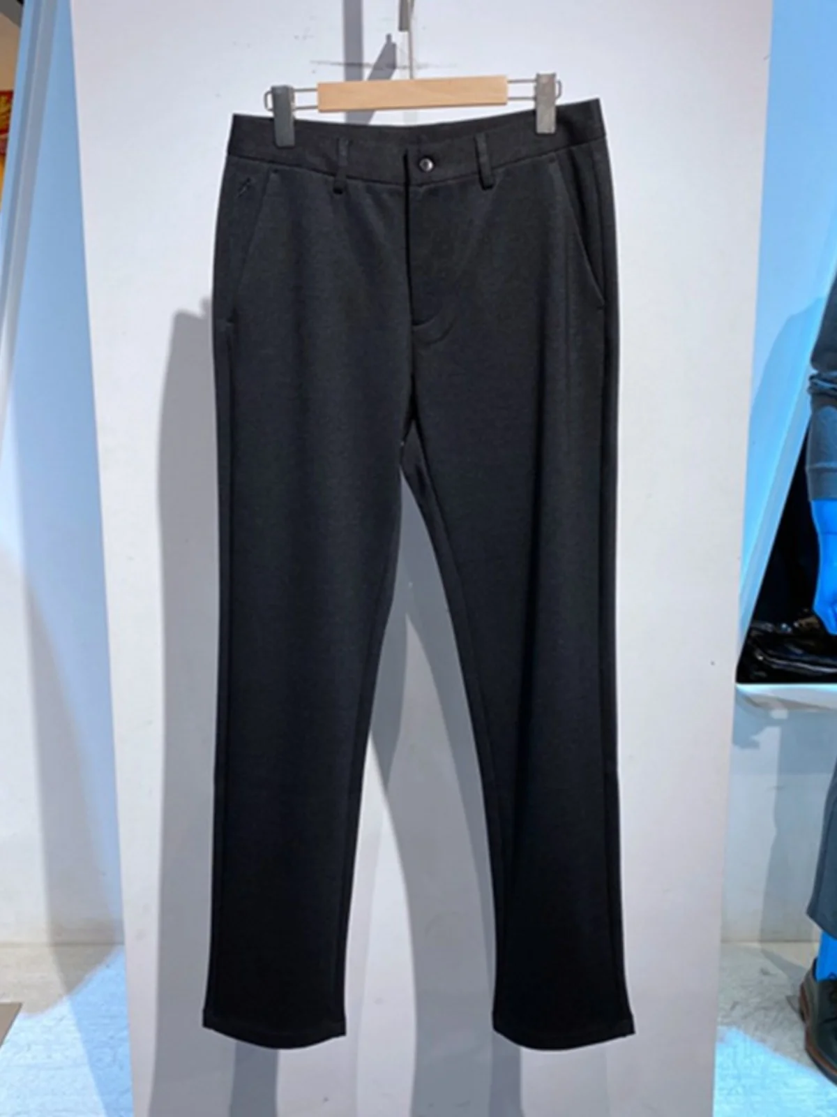 

Осенне-зимние клетчатые двусторонние вязаные повседневные брюки для мужчин, прямые брюки с эластичной резинкой на талии, из смесового полиэстера, удобные брюки свободного кроя