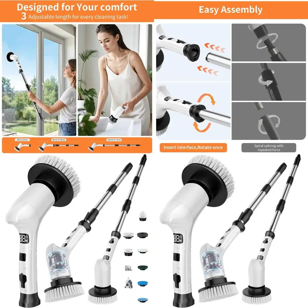 

Беспроводной очиститель душа: мощный электрический скребок для плитки, ванн и стен в ванной комнате.