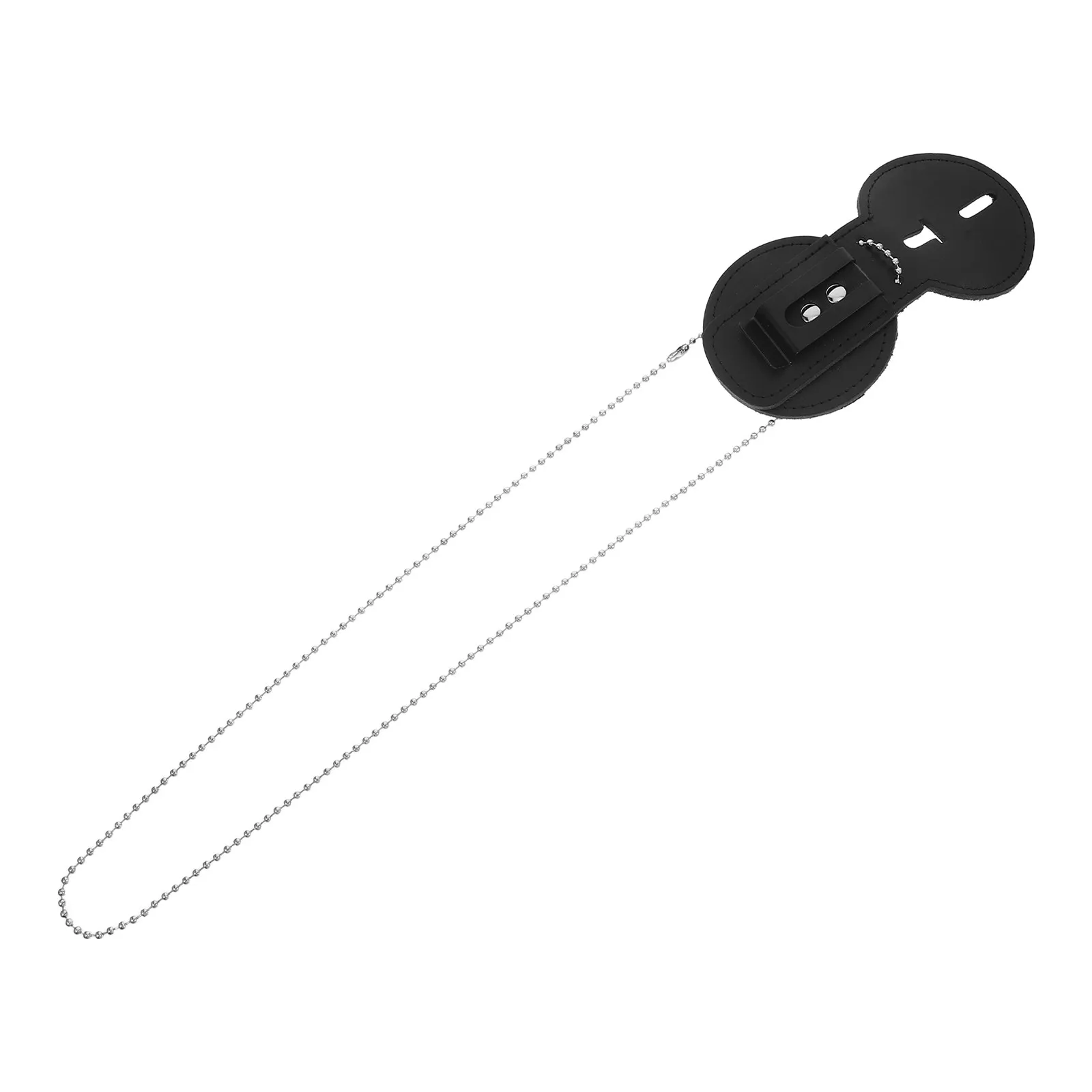 PU Badge Holder with Metal Clip & Bead Chain for ID Cards – Durable Office, Security, Law Enforcement Use
