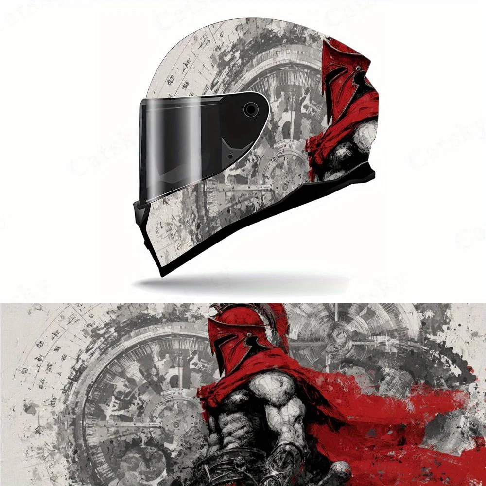 

Spartan Armor Helmet Vinyl Wraps, Waterproof Scratch-Resistant Full Face Helmet Decals, Durable PVC Artistic Design, Instant Hel