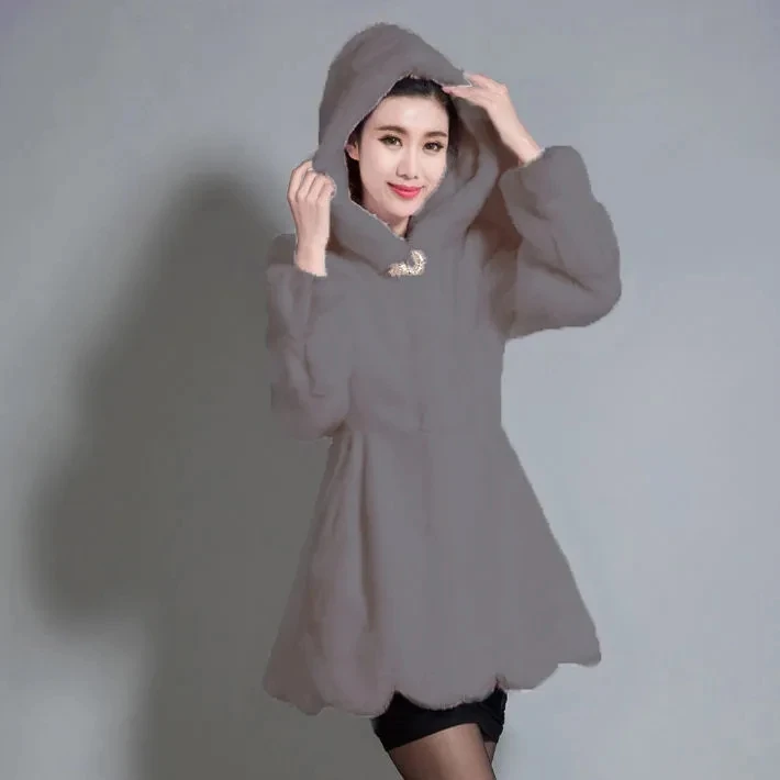 Autumn Winter New Mink Fur Coat Middle-aged Women's Medium long Thick Faux Fur Coat Female White Black Wine red Green Khaki Gray