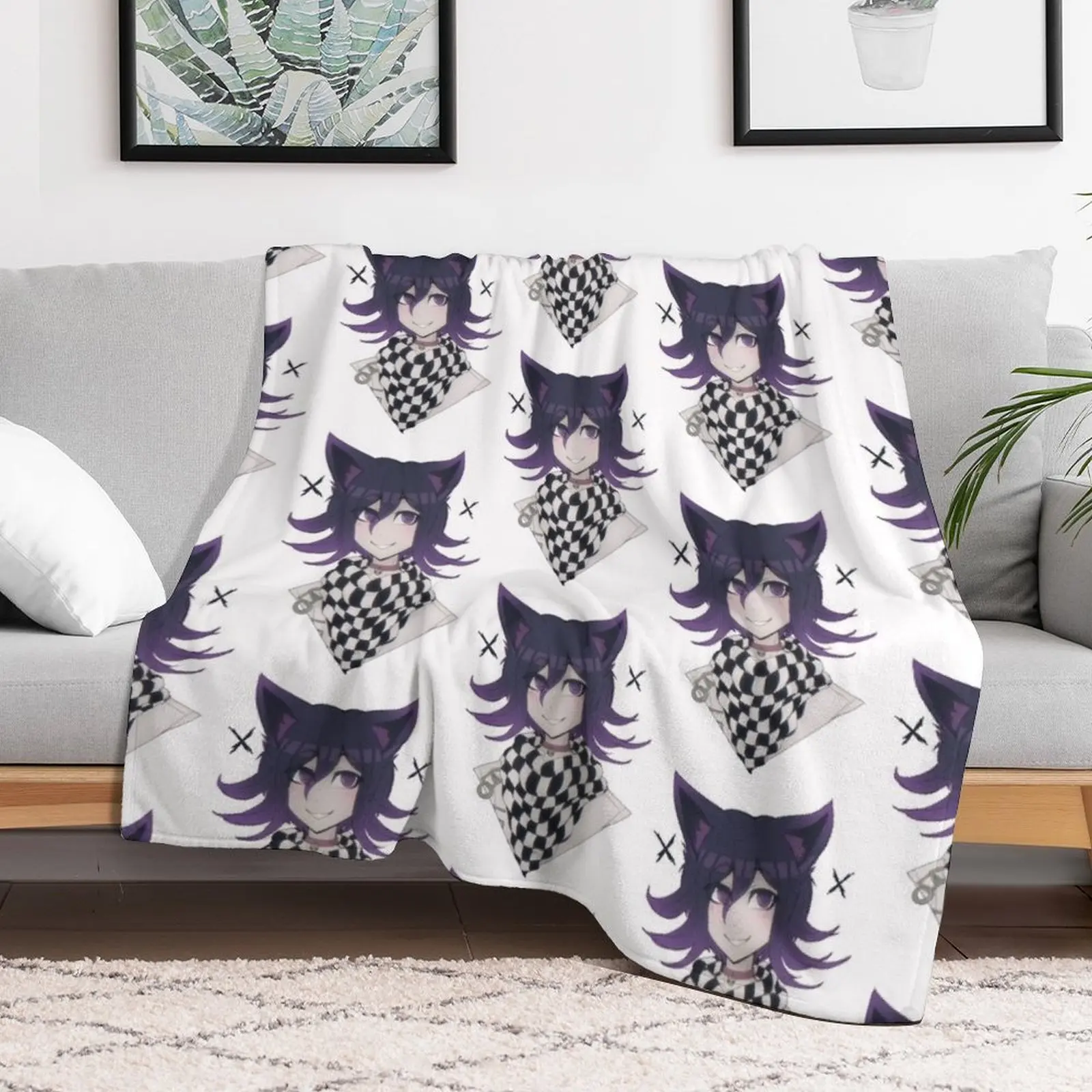 Kitty Kokichi Smile Throw Blanket Long Lasting Soft Plush Blanket for Daily Use