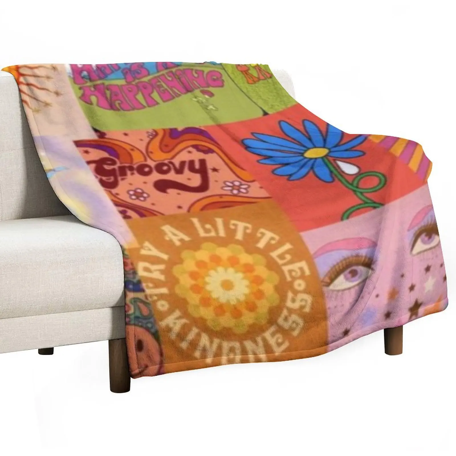 

indie hippie collage Throw Blanket Weighted Cute Plaid Summer for winter Blankets