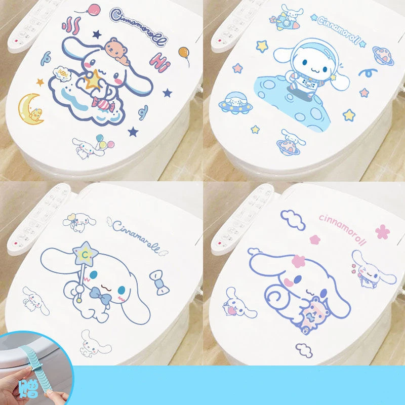 30 Styles New Sanrio Cinnamoroll Net Red Creative Kawaii Waterproof Toilet Cover Sticker Cartoon Decoration Sticker Gift