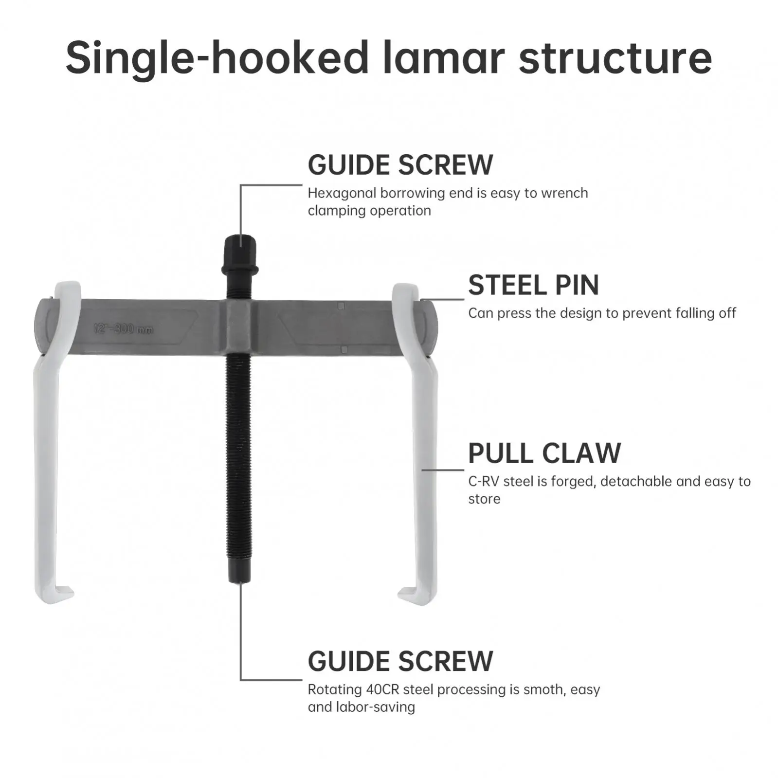 

12inch Two Claws 300mm Bearing Puller Internal External Chrome Vanadium Gear Puller for Removal of Pulleys Flywheels Bearings