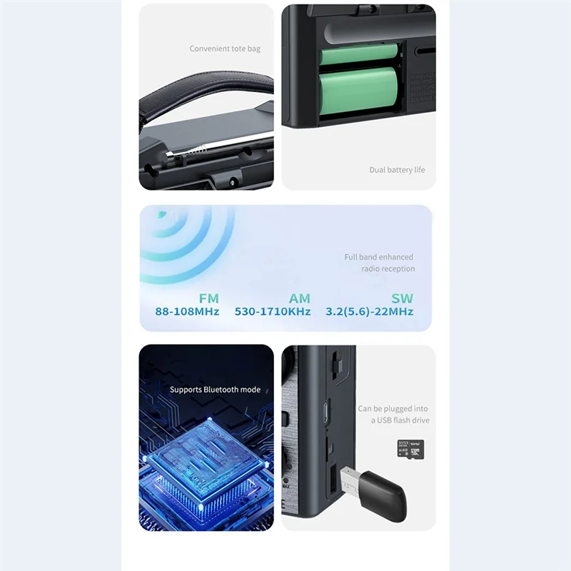 B03B-Portable AM FM SW Radio With Flashlight & BT Speaker Emergency Radio For Outdoor Camping And Emergency