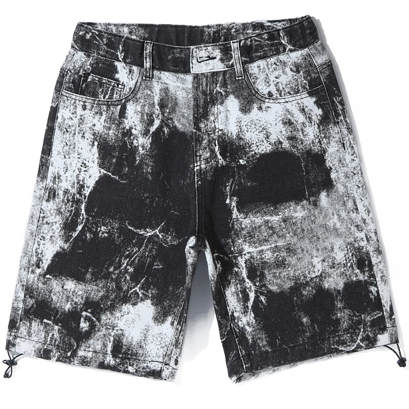 

Pop Brand Men's Loose Tie-dye Camouflage Denim Shorts Japanese Casual Straight-leg Large Size Lightweight Thin Five-point Pants