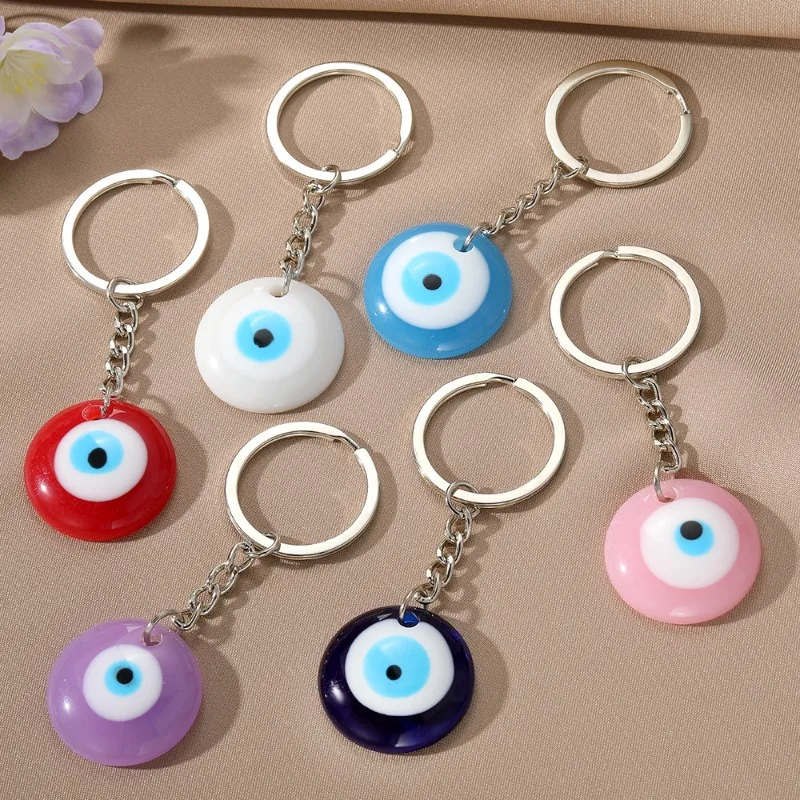 

100pcs/Lot Cute Solid Color Eye Metal Pendant Keychain with Clasp Chain Keyring Bag Key Ring Valentine's Day Women Party Jewelry