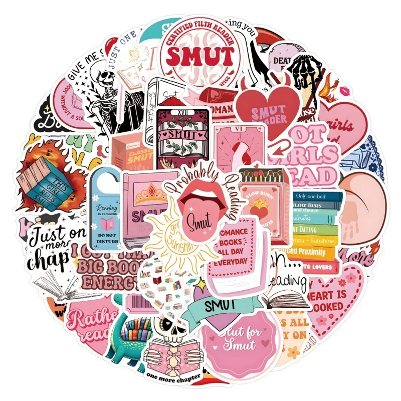 55 قطعة من ملصقات الكتابة على الجدران الشخصية من سلسلة الكتب، مادة نصية جمالية، شارات تزيين الكمبيوتر المحمول