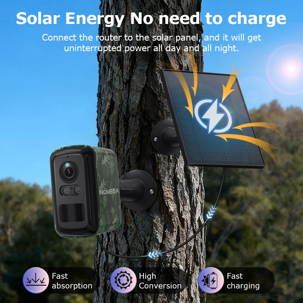5MP 2K HD 4G Wireless Solar Camera Wifi Outdoor 10000mAh Battery WiFi Security Camera Waterproof PIR Animal Detection in Forest
