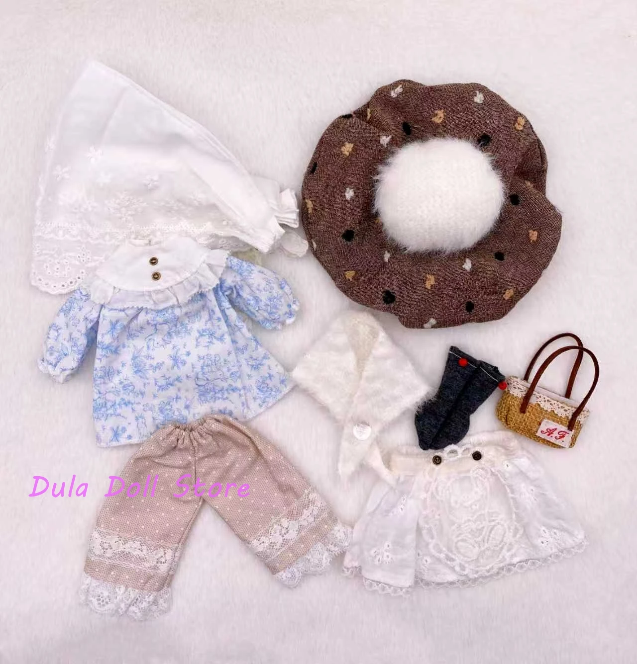 

Dula Doll Clothes Dress Floral Spring Dress and Beret Set for Blythe ob24 ob22 Azone Licca ICY JerryB 1/6 Doll